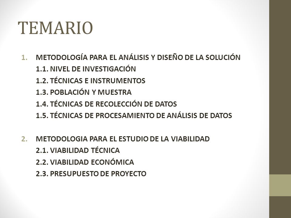 TEMARIO METODOLOGÍA PARA EL ANÁLISIS Y DISEÑO DE LA SOLUCIÓN