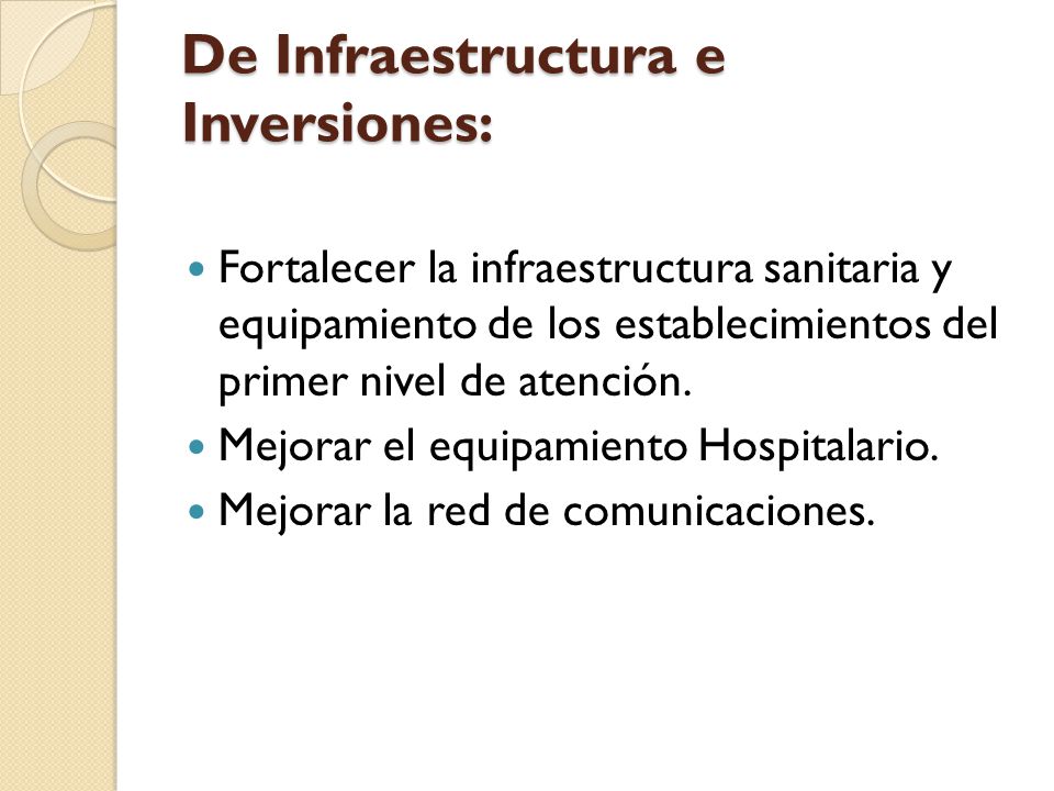 De Infraestructura e Inversiones: