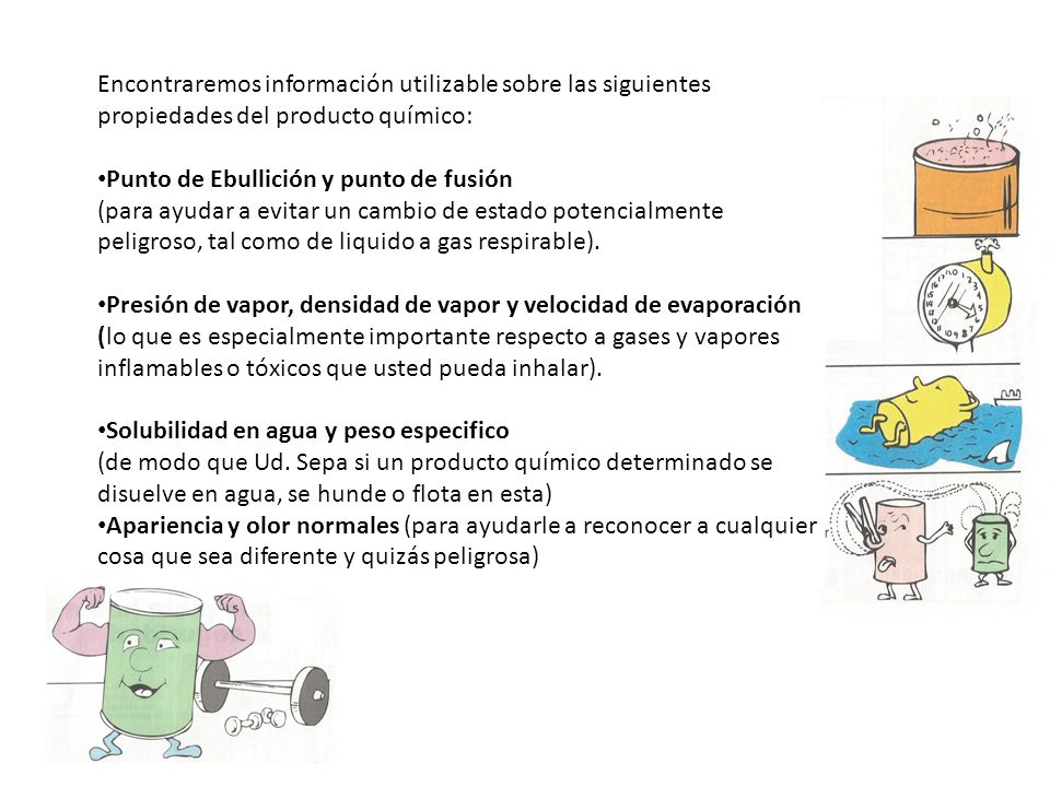 Encontraremos información utilizable sobre las siguientes propiedades del producto químico: