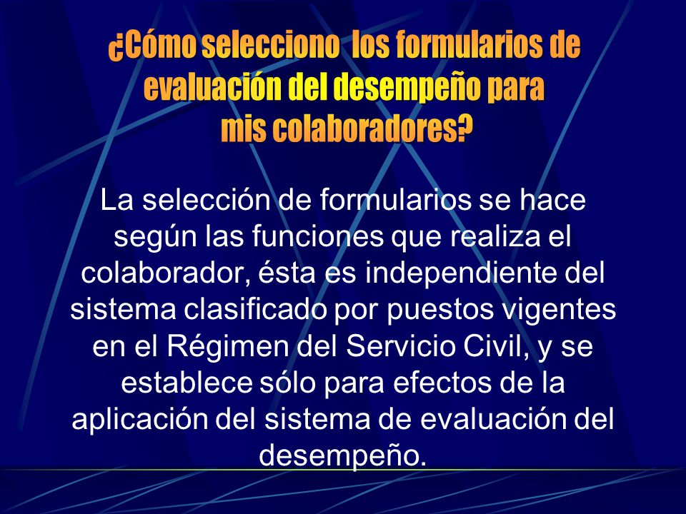 ¿Cómo selecciono los formularios de evaluación del desempeño para