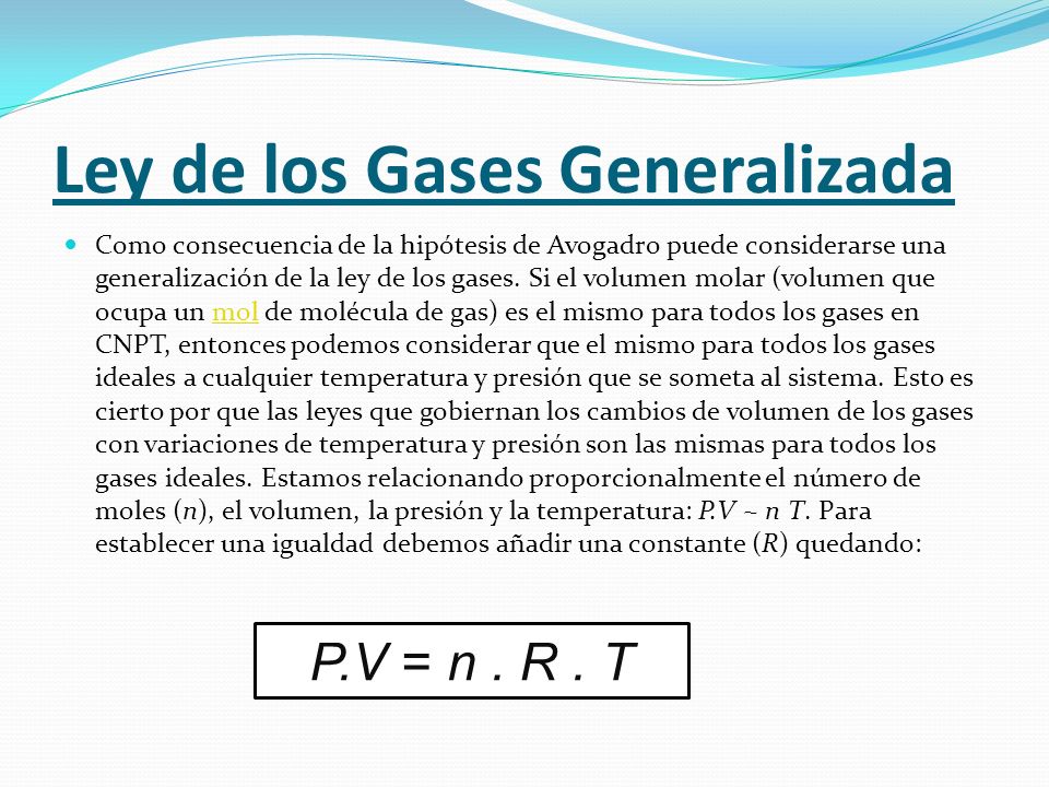 Ley de los Gases Generalizada
