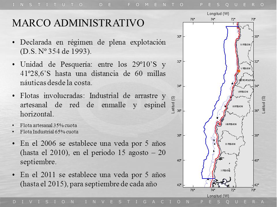 MARCO ADMINISTRATIVO Declarada en régimen de plena explotación (D.S. Nº 354 de 1993).