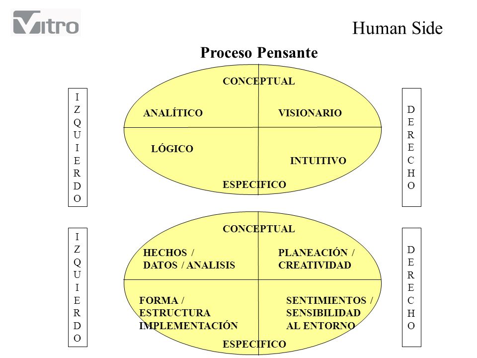 Proceso Pensante CONCEPTUAL I Z Q U E R D O D E R C H O ANALÍTICO