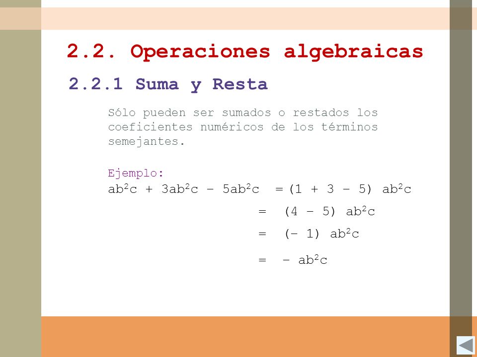2.2. Operaciones algebraicas