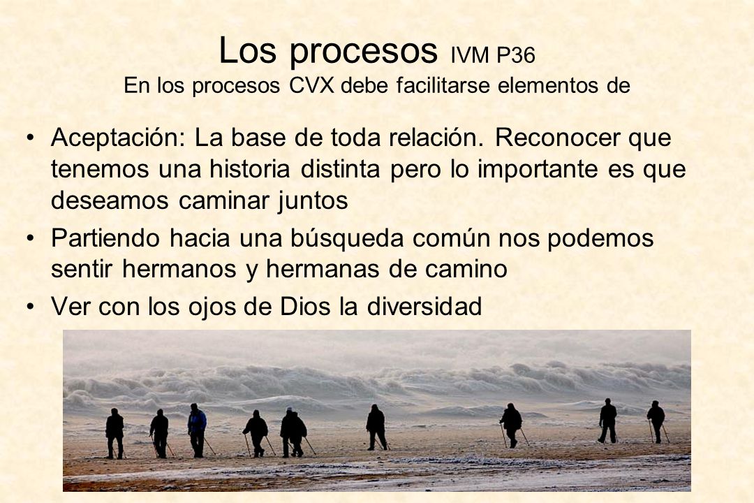 Los procesos IVM P36 En los procesos CVX debe facilitarse elementos de