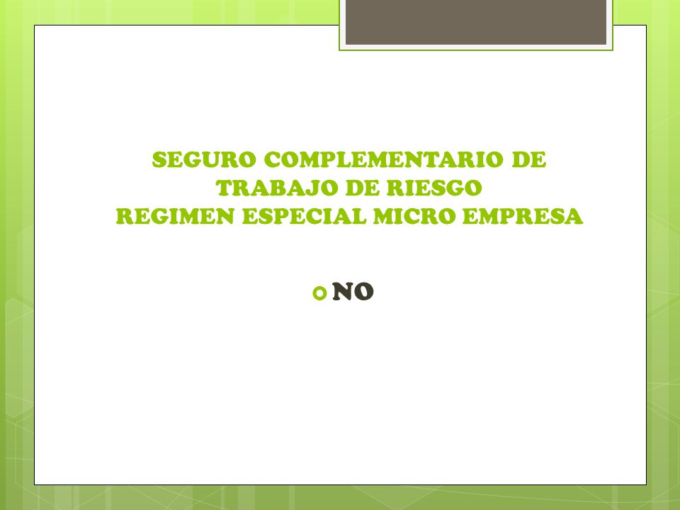 SEGURO COMPLEMENTARIO DE TRABAJO DE RIESGO REGIMEN ESPECIAL MICRO EMPRESA