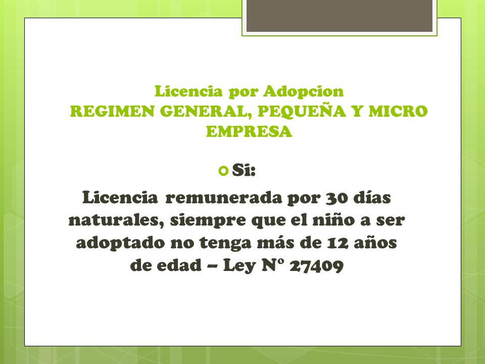 Licencia por Adopcion REGIMEN GENERAL, PEQUEÑA Y MICRO EMPRESA