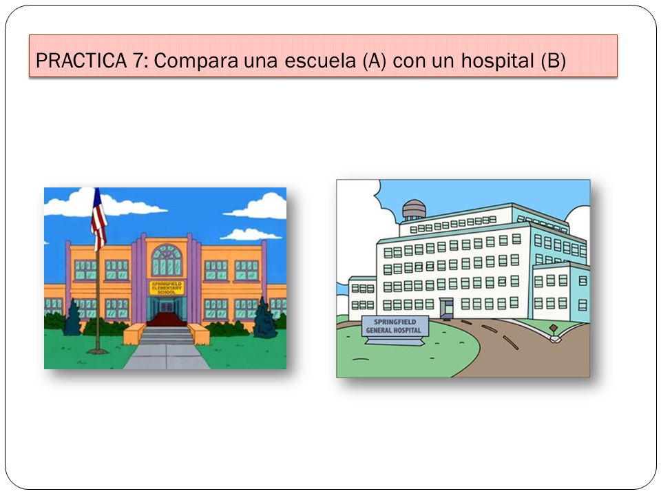 PRACTICA 7: Compara una escuela (A) con un hospital (B)