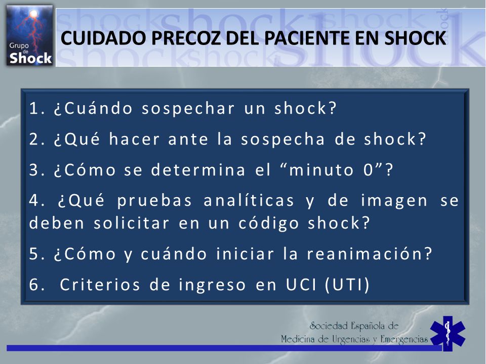 CUIDADO PRECOZ DEL PACIENTE EN SHOCK
