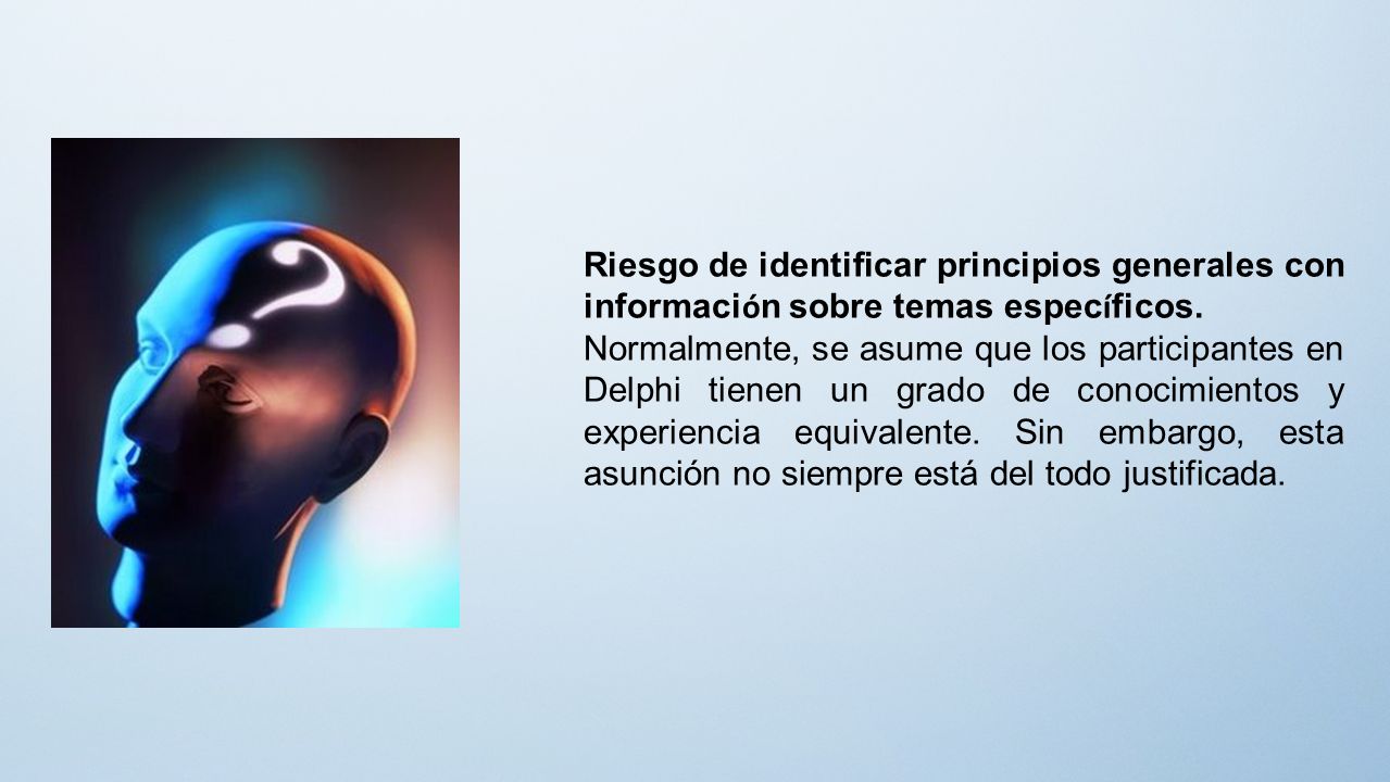 Riesgo de identificar principios generales con información sobre temas específicos.