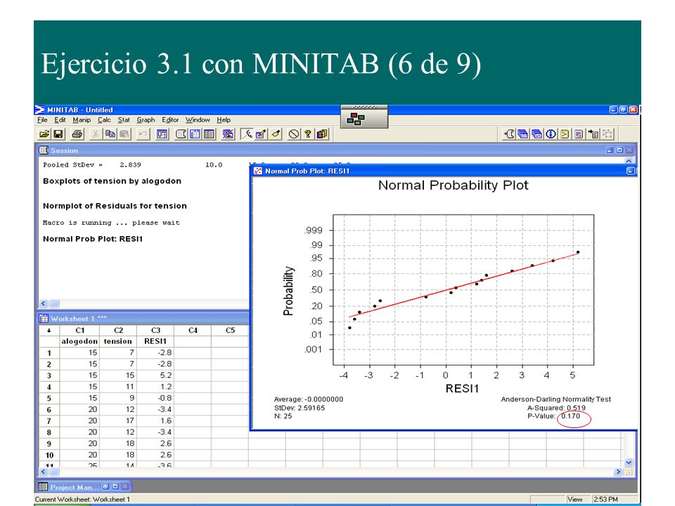 Ejercicio 3.1 con MINITAB (6 de 9)