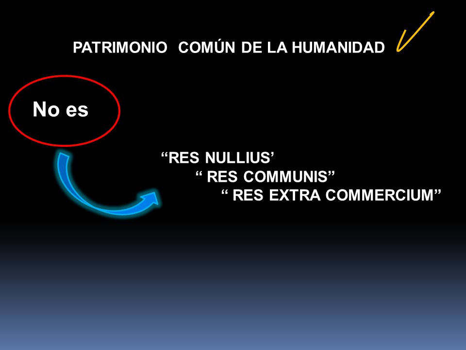 No es PATRIMONIO COMÚN DE LA HUMANIDAD RES NULLIUS’ RES COMMUNIS