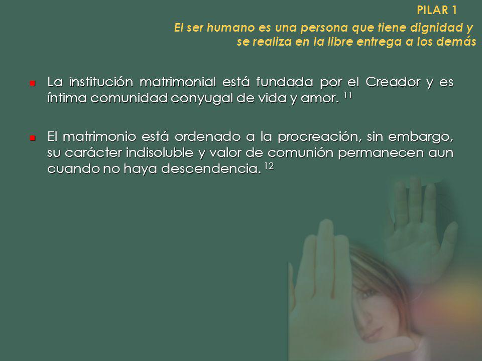 PILAR 1 El ser humano es una persona que tiene dignidad y. se realiza en la libre entrega a los demás.