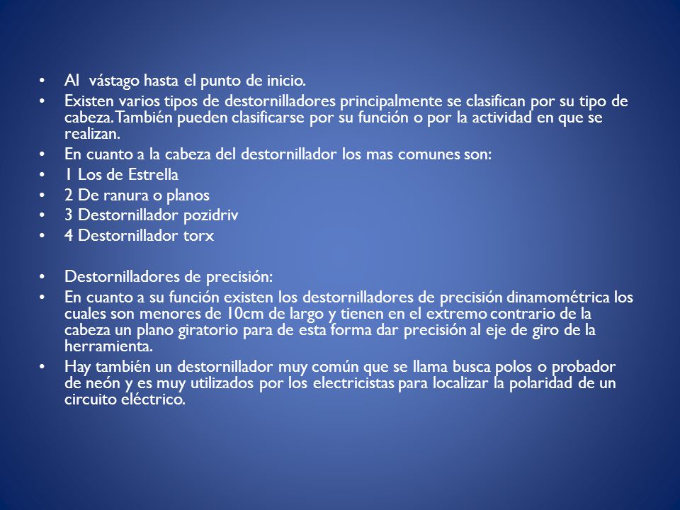 Al vástago hasta el punto de inicio.