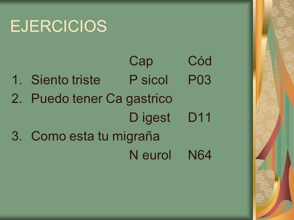 EJERCICIOS Cap Cód Siento triste P sicol P03 Puedo tener Ca gastrico