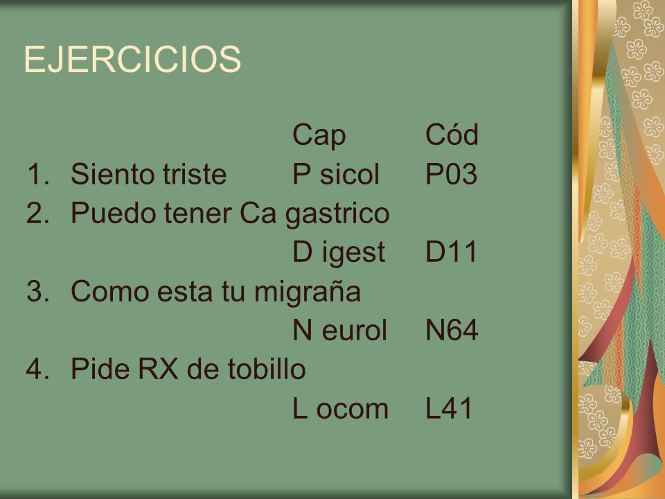 EJERCICIOS Cap Cód Siento triste P sicol P03 Puedo tener Ca gastrico