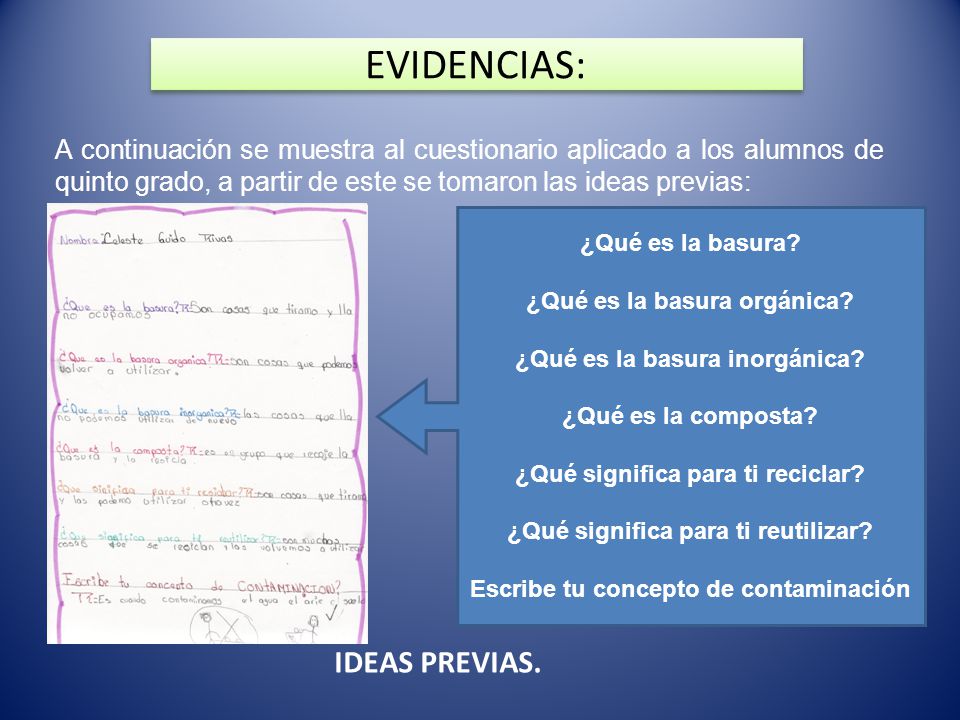 EVIDENCIAS: IDEAS PREVIAS.