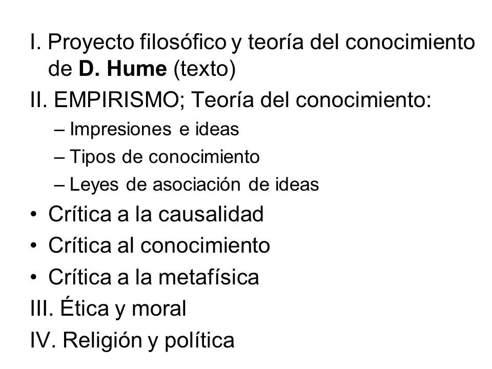 I. Proyecto filosófico y teoría del conocimiento de D. Hume (texto)