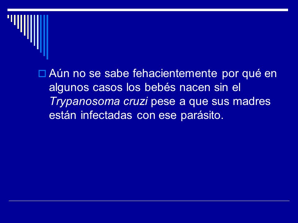 Aún no se sabe fehacientemente por qué en algunos casos los bebés nacen sin el Trypanosoma cruzi pese a que sus madres están infectadas con ese parásito.