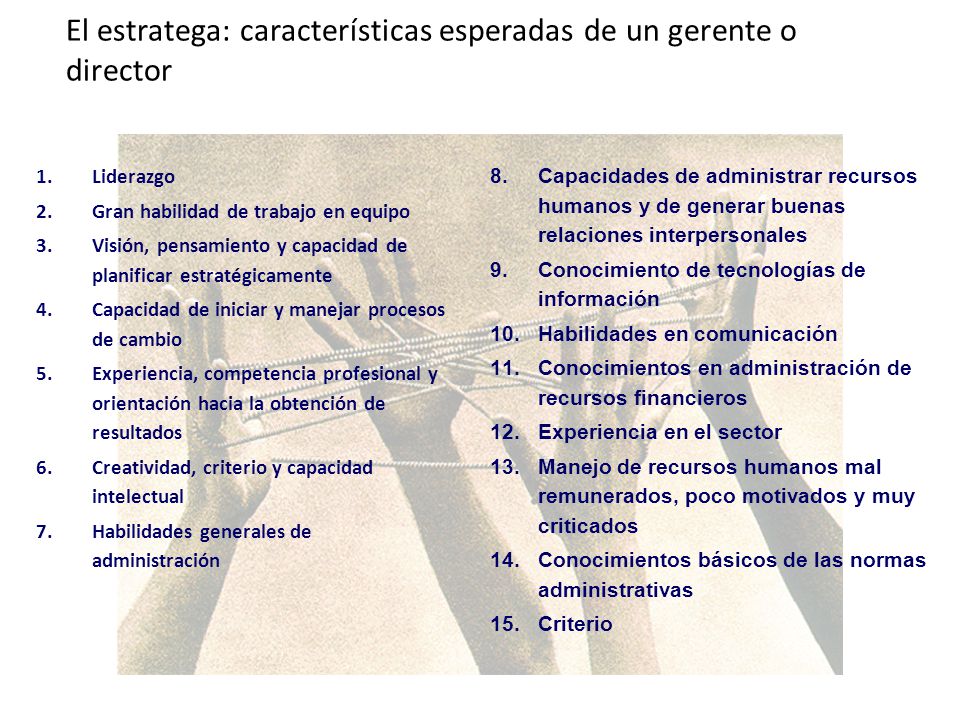 El estratega: características esperadas de un gerente o director