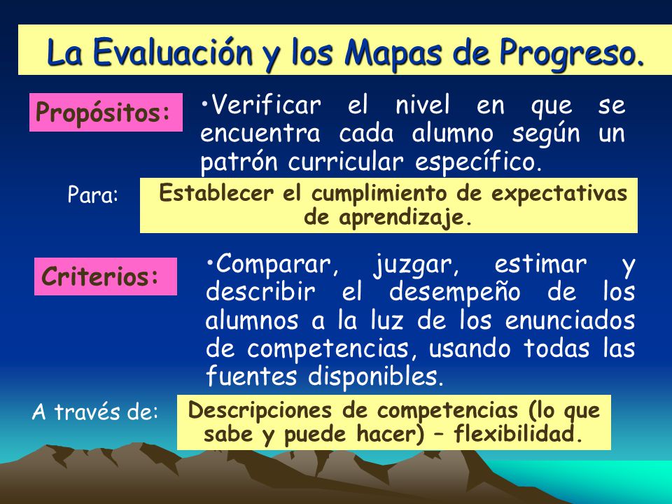 La Evaluación y los Mapas de Progreso.