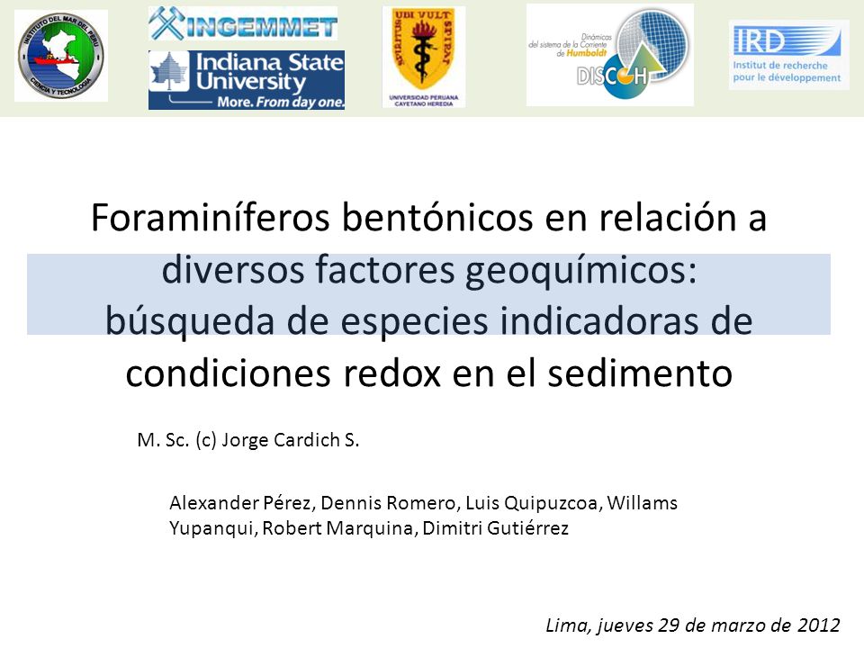 Foraminíferos bentónicos en relación a diversos factores geoquímicos: búsqueda de especies indicadoras de condiciones redox en el sedimento