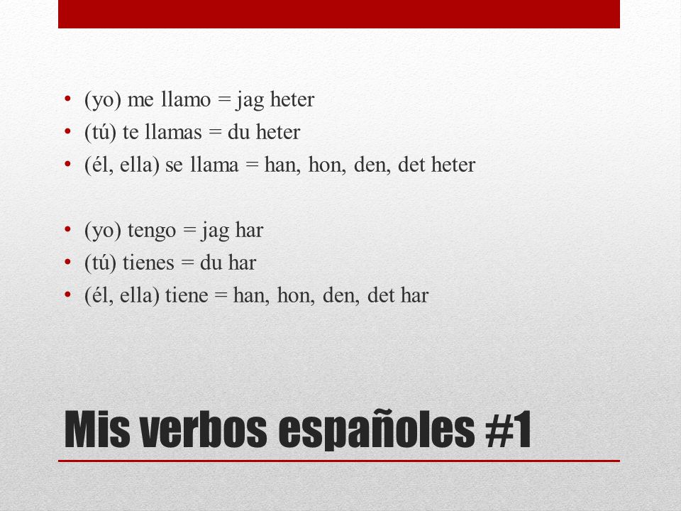 Mis verbos españoles #1 (yo) me llamo = jag heter