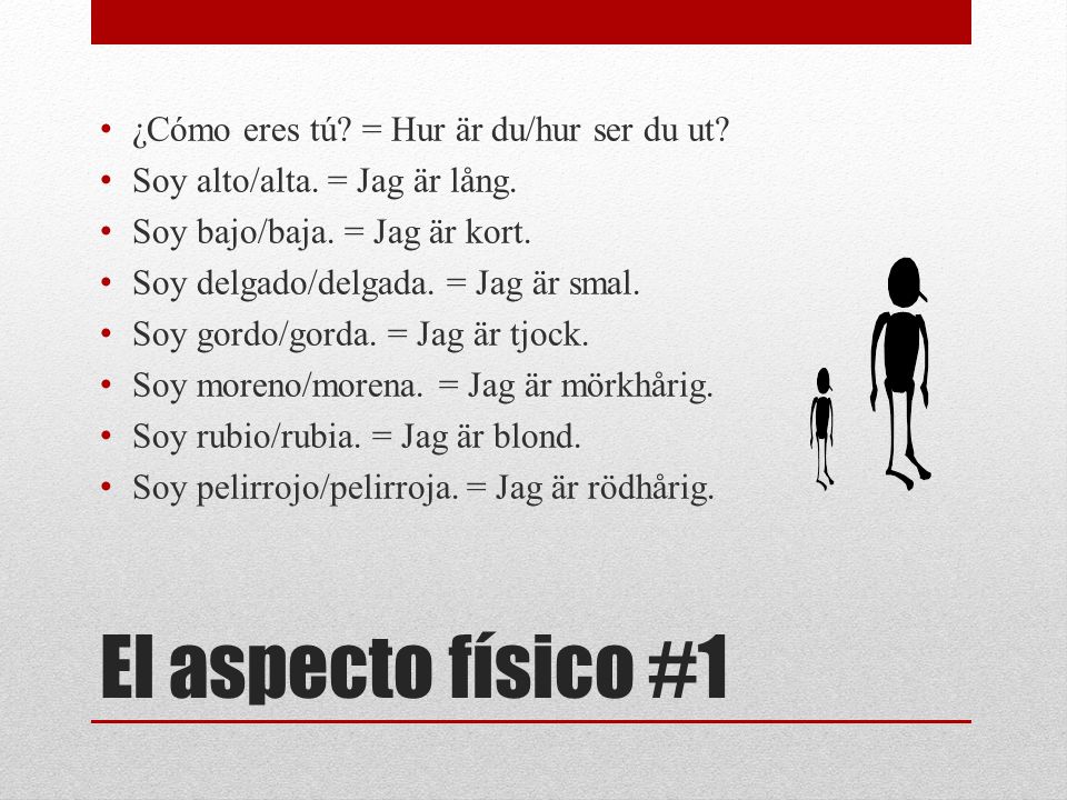 El aspecto físico #1 ¿Cómo eres tú = Hur är du/hur ser du ut