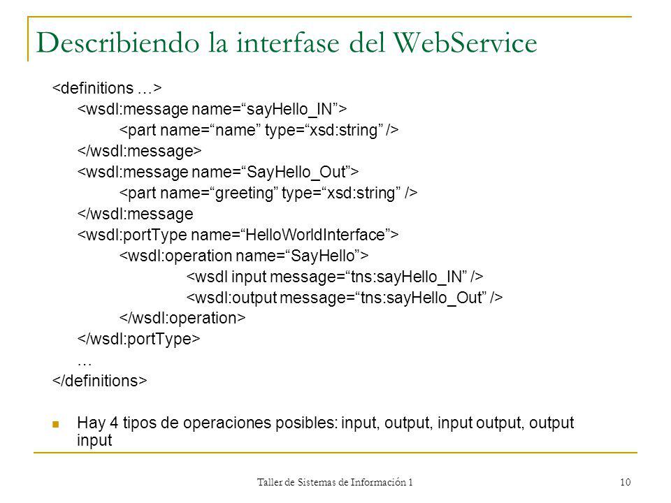 Describiendo la interfase del WebService