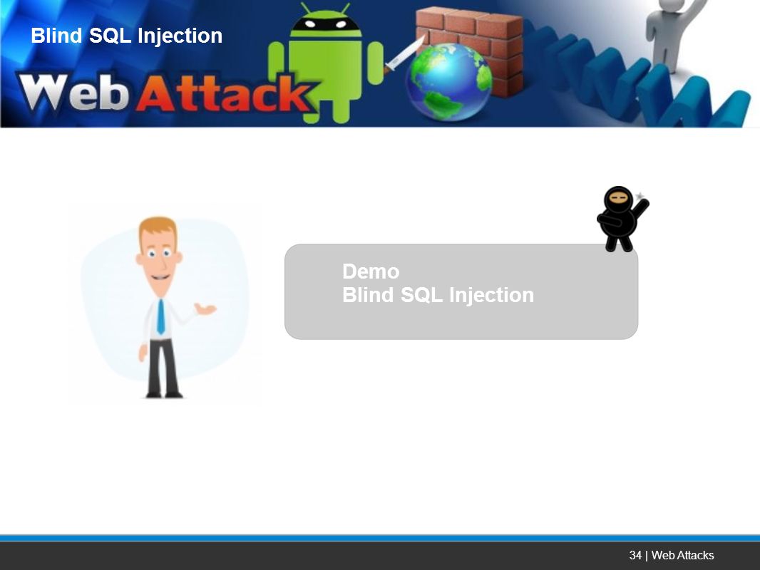 Blind SQL Injection Demo Blind SQL Injection 34 | Web Attacks