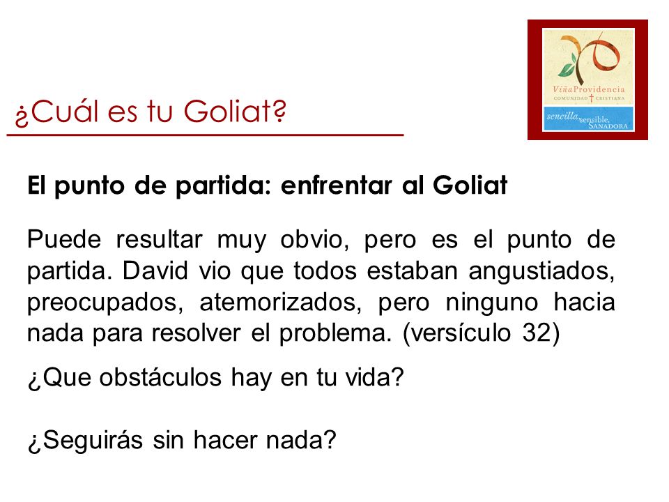 ¿Cuál es tu Goliat El punto de partida: enfrentar al Goliat