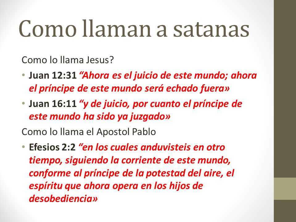 Como llaman a satanas Como lo llama Jesus