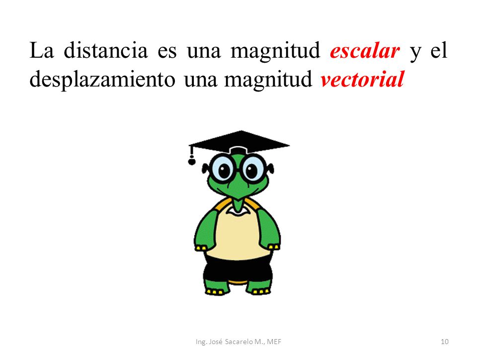 La distancia es una magnitud escalar y el desplazamiento una magnitud vectorial