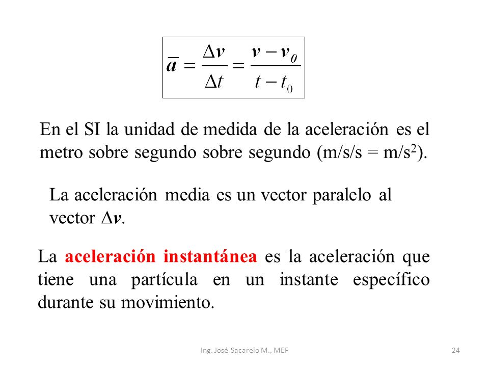 La aceleración media es un vector paralelo al vector v.
