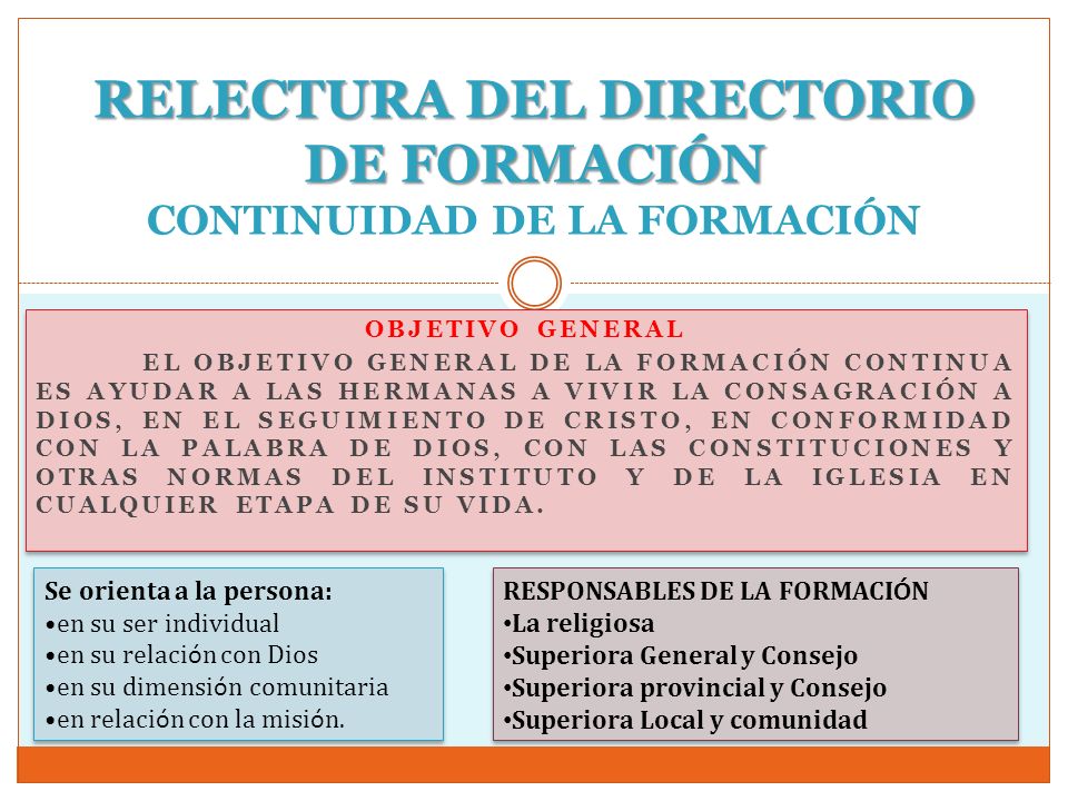 RELECTURA DEL DIRECTORIO DE FORMACIÓN CONTINUIDAD DE LA FORMACIÓN