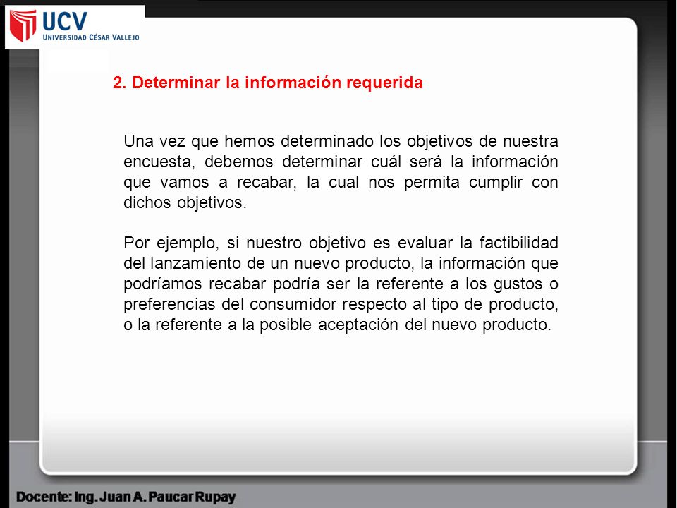2. Determinar la información requerida