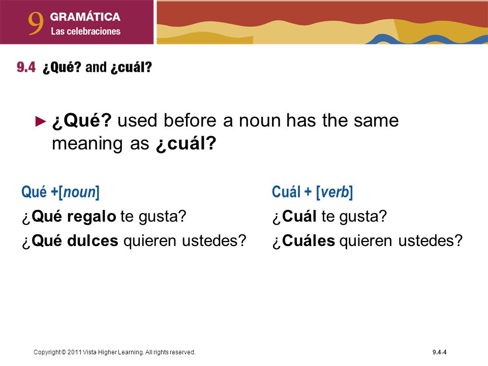 ¿Qué used before a noun has the same meaning as ¿cuál