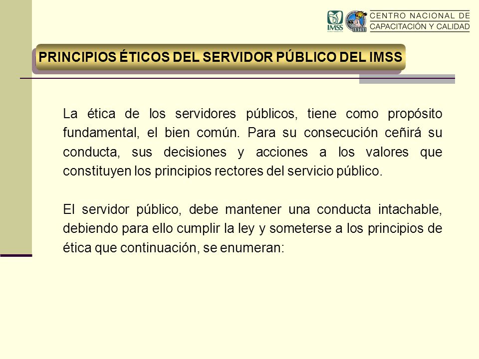 PRINCIPIOS ÉTICOS DEL SERVIDOR PÚBLICO DEL IMSS