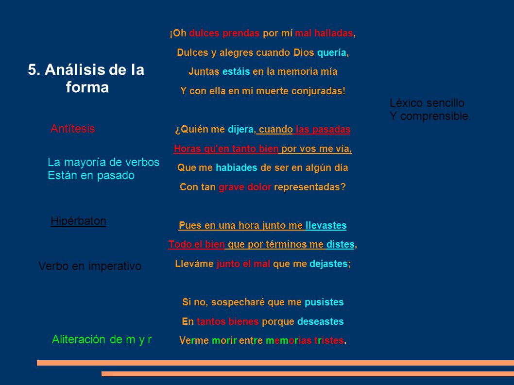 5. Análisis de la forma Léxico sencillo Y comprensible. Antítesis