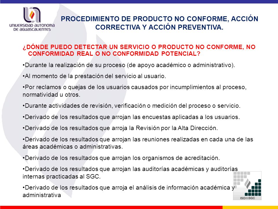 PROCEDIMIENTO DE PRODUCTO NO CONFORME, ACCIÓN CORRECTIVA Y ACCIÓN PREVENTIVA.