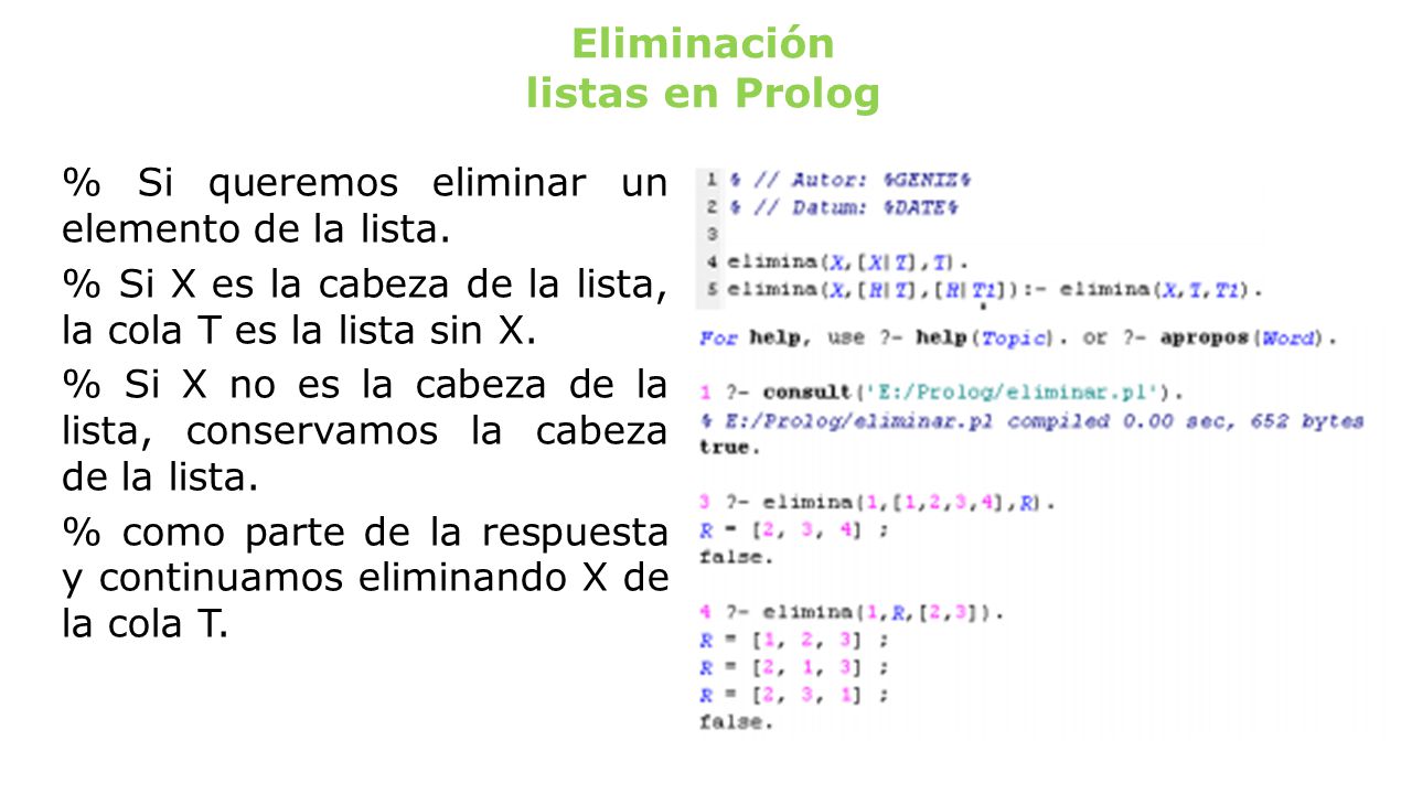 Eliminación listas en Prolog