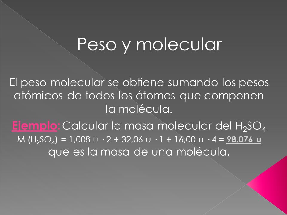 Ejemplo: Calcular la masa molecular del H2SO4