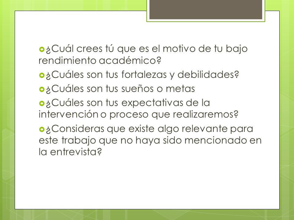 ¿Cuál crees tú que es el motivo de tu bajo rendimiento académico