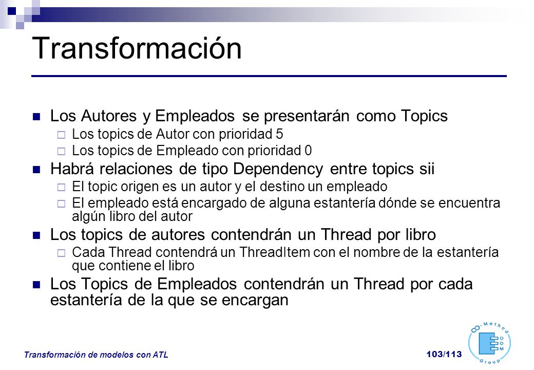 Transformación Los Autores y Empleados se presentarán como Topics