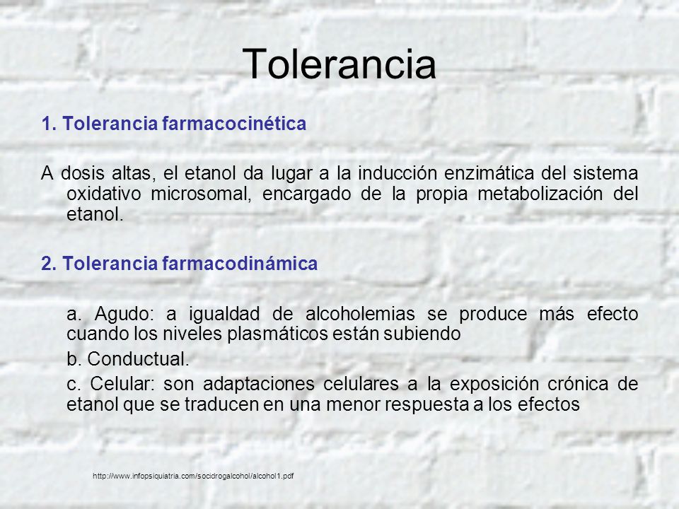 Tolerancia 1. Tolerancia farmacocinética