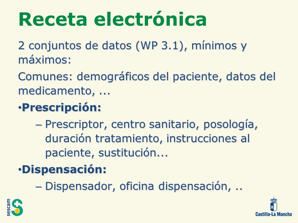 Receta electrónica 2 conjuntos de datos (WP 3.1), mínimos y máximos: