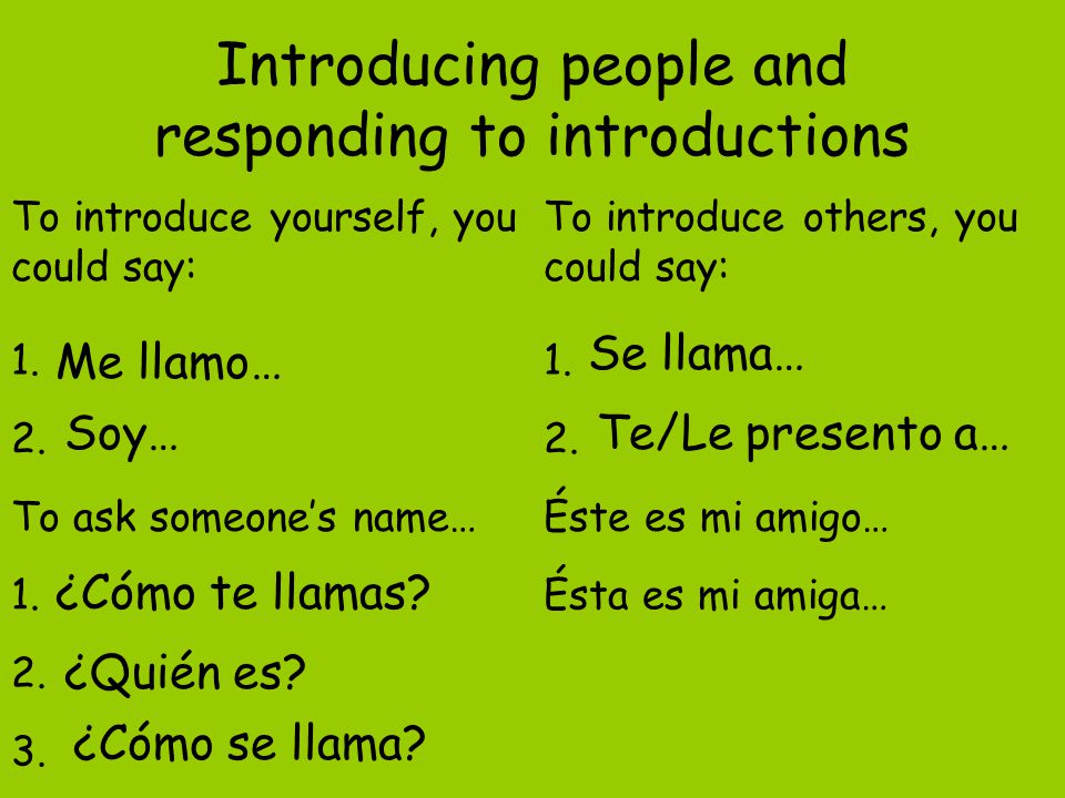 Introducing people and responding to introductions