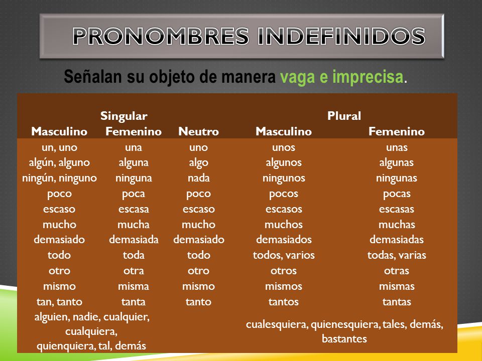 Pronombres indefinidos