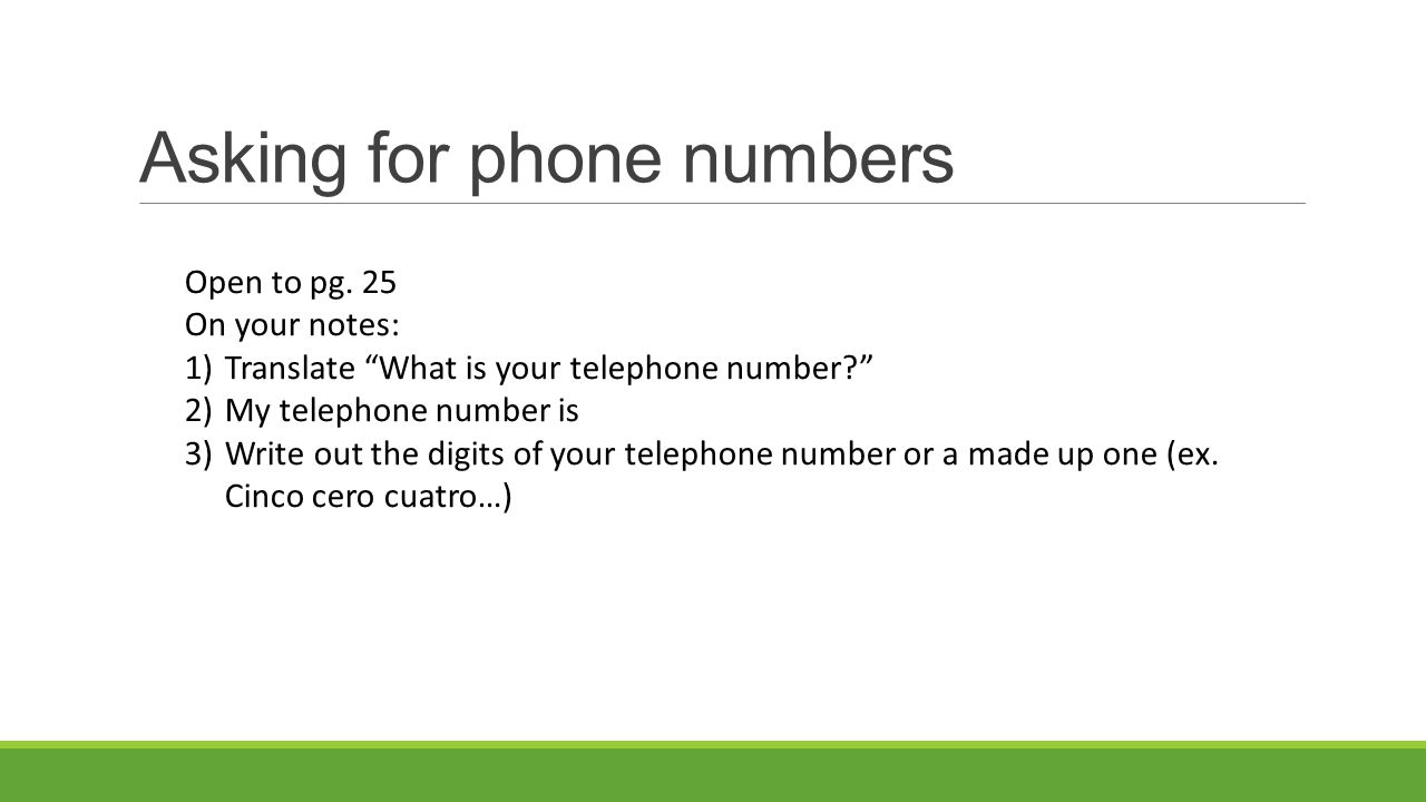 Asking for phone numbers