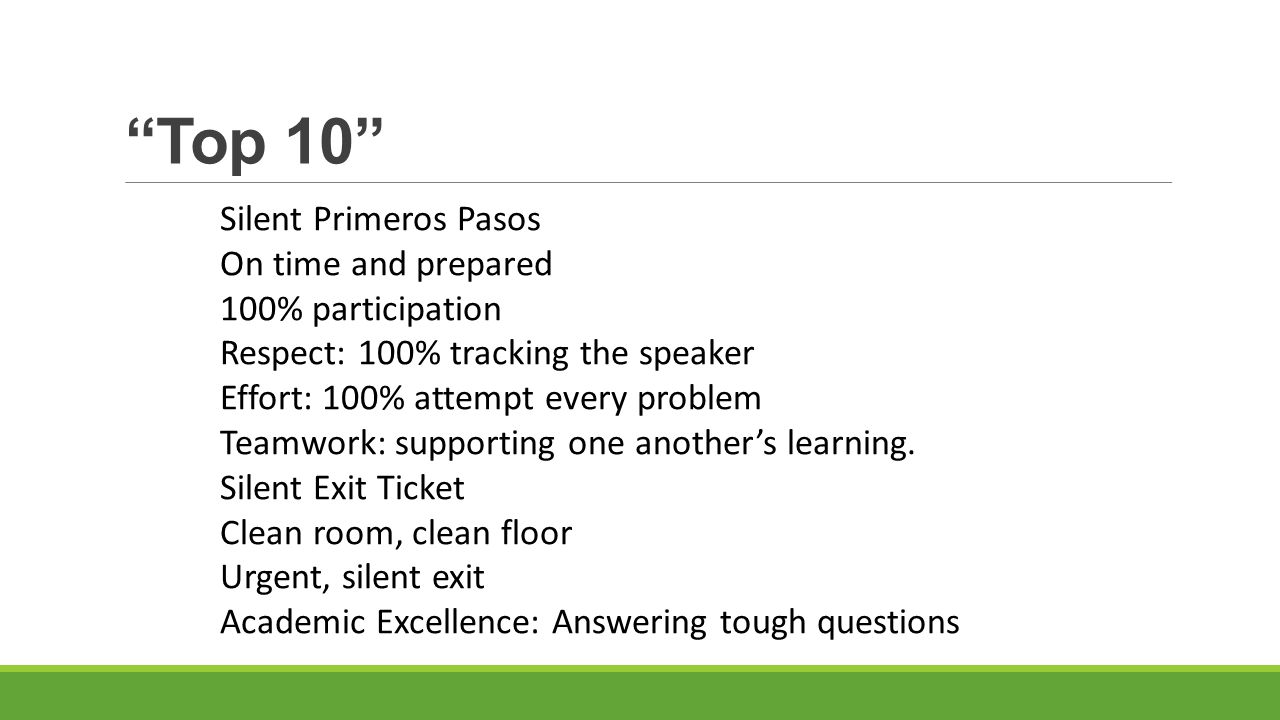 Top 10 Silent Primeros Pasos On time and prepared 100% participation